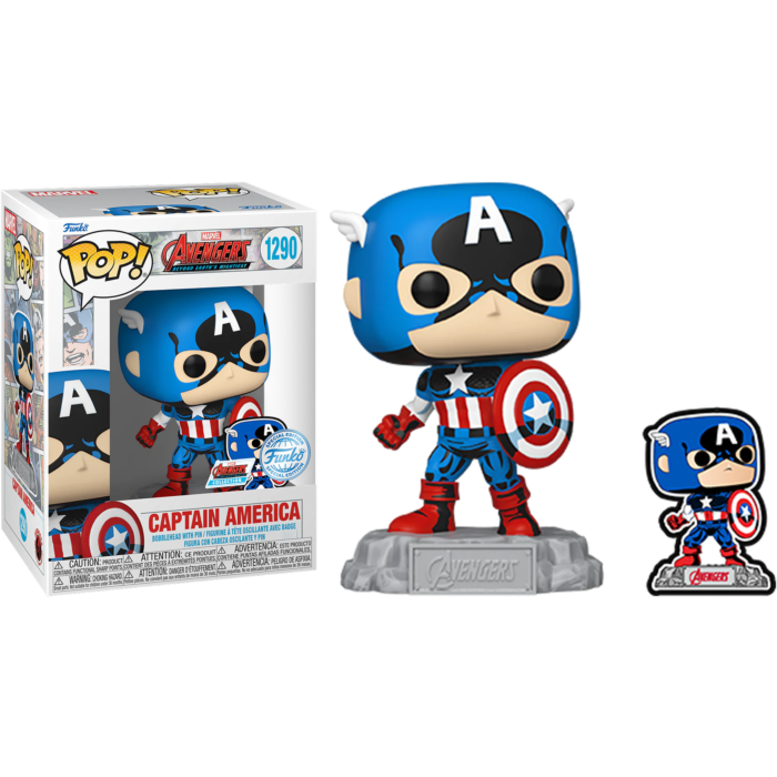 Funko Pop!  The Avengers: Beyond Earth's Mightiest - Captain America 60th with Enamel Pin #1290