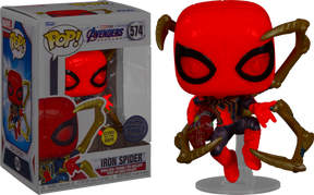 Funko Pop Avengers 4 Endgame Iron Spider with Nano Gauntlet Glow i