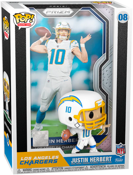 Funko Pop! Trading Cards - NFL Football - Justin Herbert Los Angeles Chargers with Protector Case #08