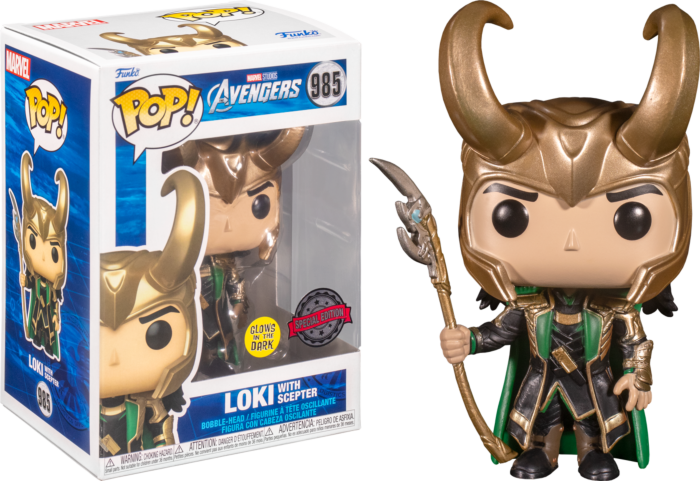 Funko Pop! The Avengers - Loki with Scepter Glow in the Dark #985 - Real Pop Mania