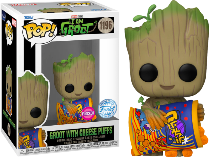 Funko Pop! I Am Groot (2022) - Groot with Cheese Puffs Flocked #1196