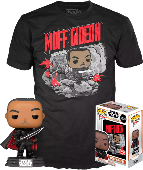 Funko Pop! Star Wars: The Mandalorian - Moff Gideon Glow in the Dark Vinyl Figure & T-Shirt Box Set - Real Pop Mania