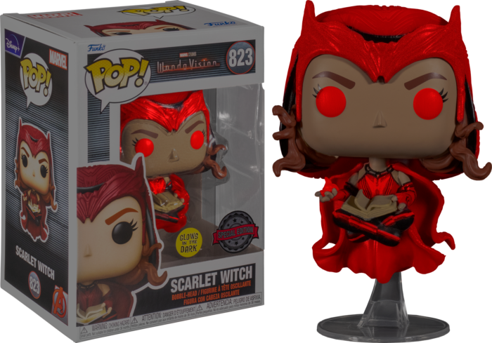 Funko Pop! WandaVision - Scarlet Witch with Darkhold Book Glow in the Dark #823 - Real Pop Mania