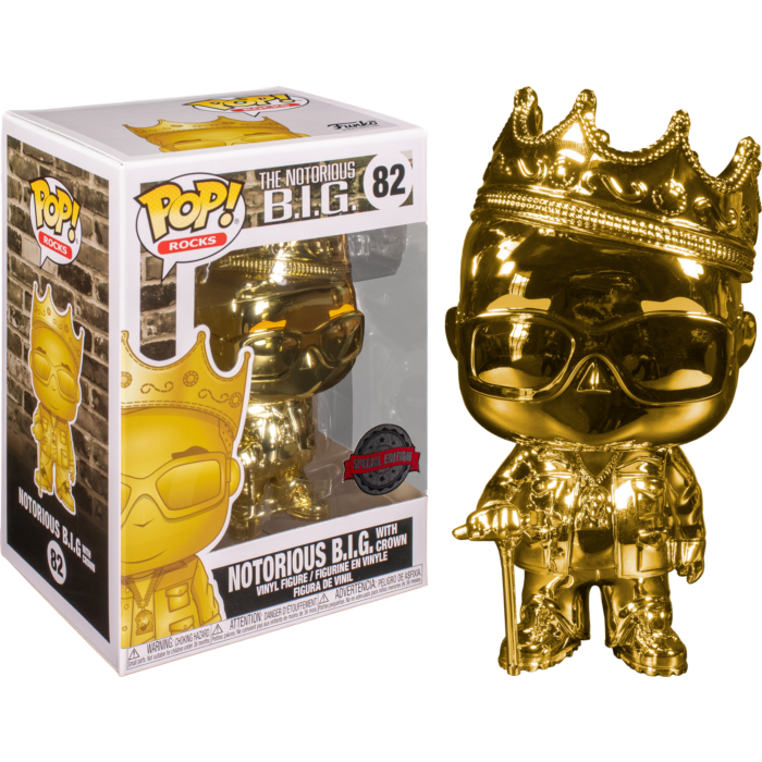 Funko Pop! Notorious B.I.G. - Notorious B.I.G. with Crown Gold Chrome #82 - The Amazing Collectables