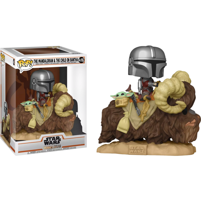Funko Pop! Star Wars: The Mandalorian - The Mandalorian & The Child on Bantha Deluxe #416 - The Amazing Collectables