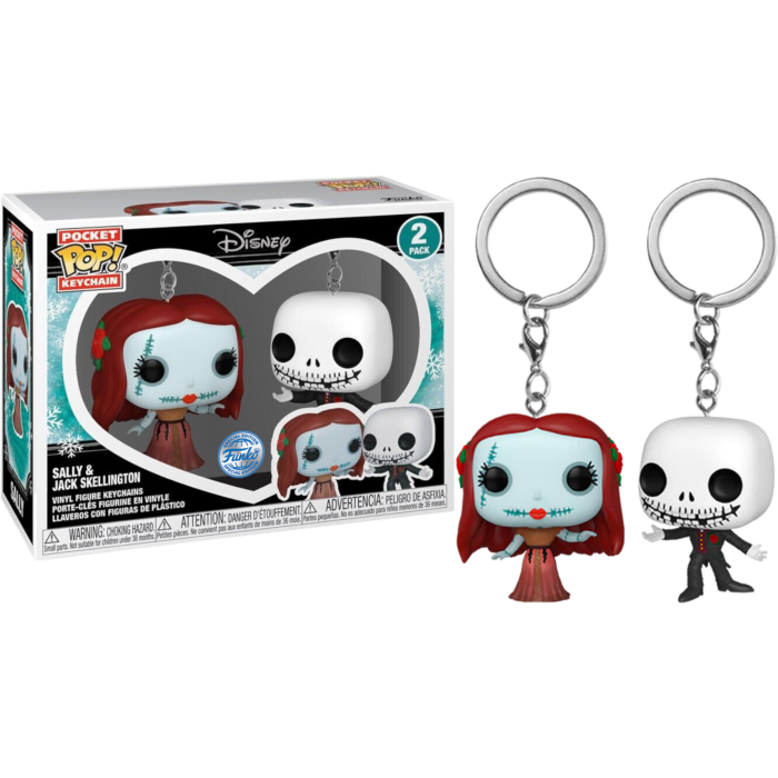 Funko Pocket Pop! Keychain - The Nightmare Before Christmas - Holiday Sally & Jack Skellington - 2-Pack