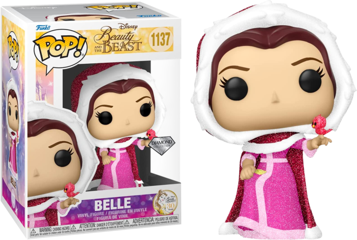 Funko Pop! Beauty and the Beast - Belle with Winter Cloak Diamond Glitter 30th Anniversary #1137 - Real Pop Mania