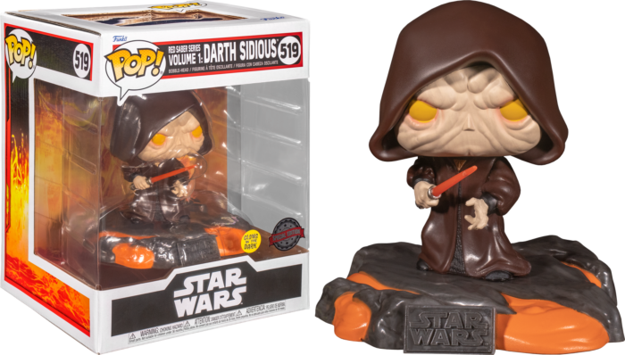 Funko Pop! Star Wars: Red Saber Series Volume 1 - Darth Sidious Glow in the Dark Deluxe #519 - Real Pop Mania