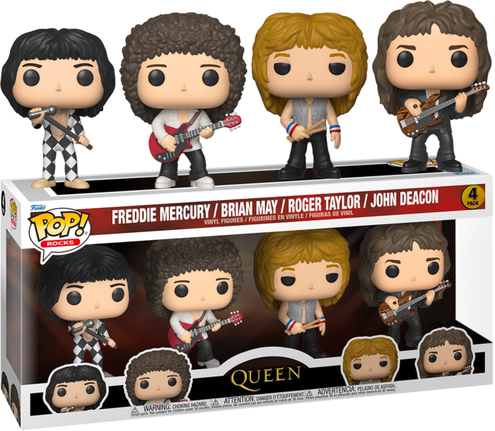 Funko Pop! Queen - Freddie Mercury, Roger Taylor, Brian May & John Deacon - 4-Pack - Real Pop Mania