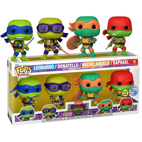 Funko Pop! Television Teenage Mutant Ninja Turtle Donatello, Raphael,  Michelangelo, Leonardo (Glow)  Exclusive 4 Pack - US