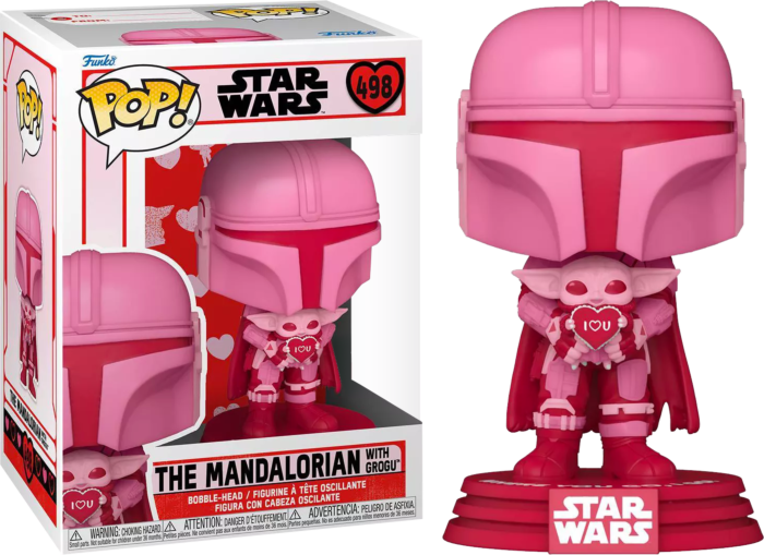 Funko Pop! Star Wars: The Mandalorian - The Mandalorian with Grogu Valentine's Day #498
