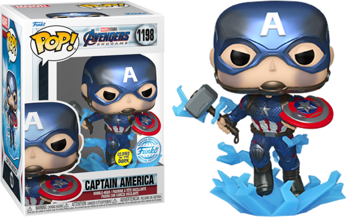 Funko Pop! Avengers 4: Endgame - Captain America with Mjolnir Metallic Glow in the Dark #1198