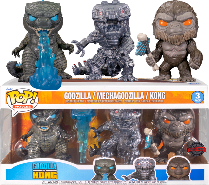 Funko Pop! Godzilla vs Kong - Kong with Battle Axe, Godzilla with Heat Ray & Mechagodzilla - 3-Pack - Real Pop Mania