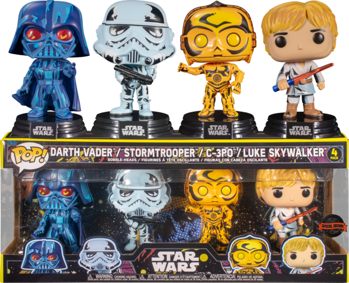 Funko Pop! Star Wars - Darth Vader, Luke Skywalker, C-3PO & Stormtrooper Retro Series - 4-Pack - Real Pop Mania