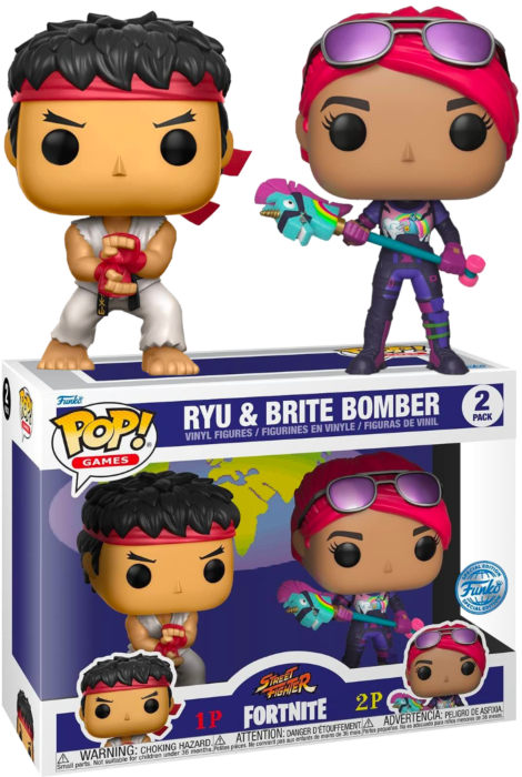 Funko Pop! Street Fighter vs Fortnite - Ryu & Brite Bomber - 2-Pack - Real Pop Mania