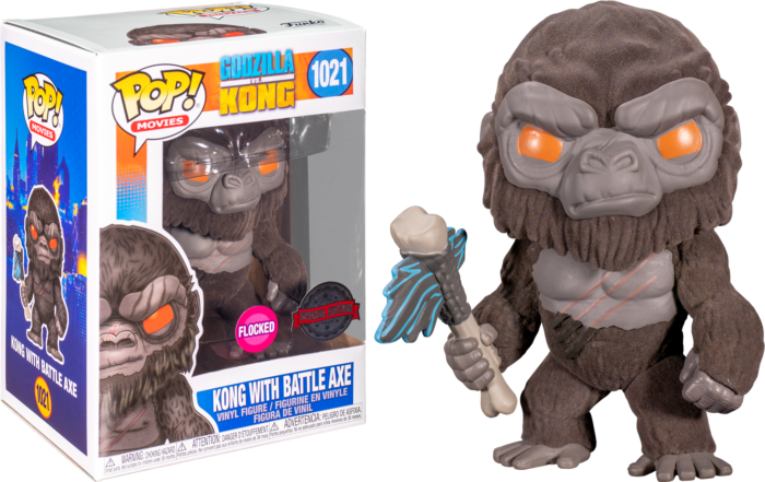 Funko Pop! Godzilla vs Kong - Kong with Battle Axe Flocked #1021 - Real Pop Mania