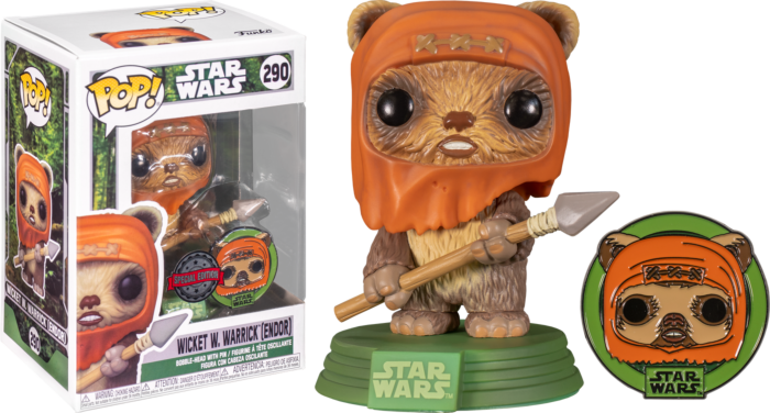 Funko Pop! Star Wars: Across the Galaxy - Wicket W. Warrick Endor with Enamel Pin #290 - Real Pop Mania