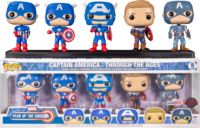 Funko Pop! Marvel: Year Of The Shield - Captain America Through the Ages - 5-Pack - Real Pop Mania