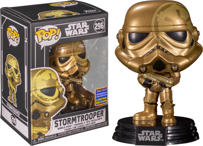 Funko Pop! Star Wars - Stormtrooper Gold #296 (2021 Wondrous Convention Exclusive) - Real Pop Mania
