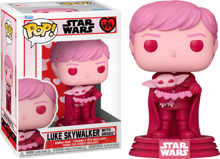 Funko Pop! Star Wars: The Mandalorian - Luke Skywalker with Grogu Valentine's Day #494 - Real Pop Mania
