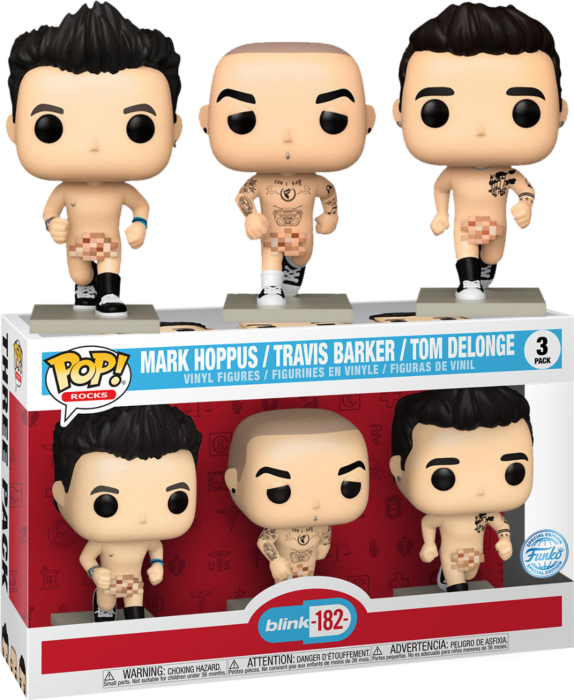 Funko Pop! Blink 182 - Mark Hoppus, Travis Barker & Tom DeLonge Streaking - 3-Pack