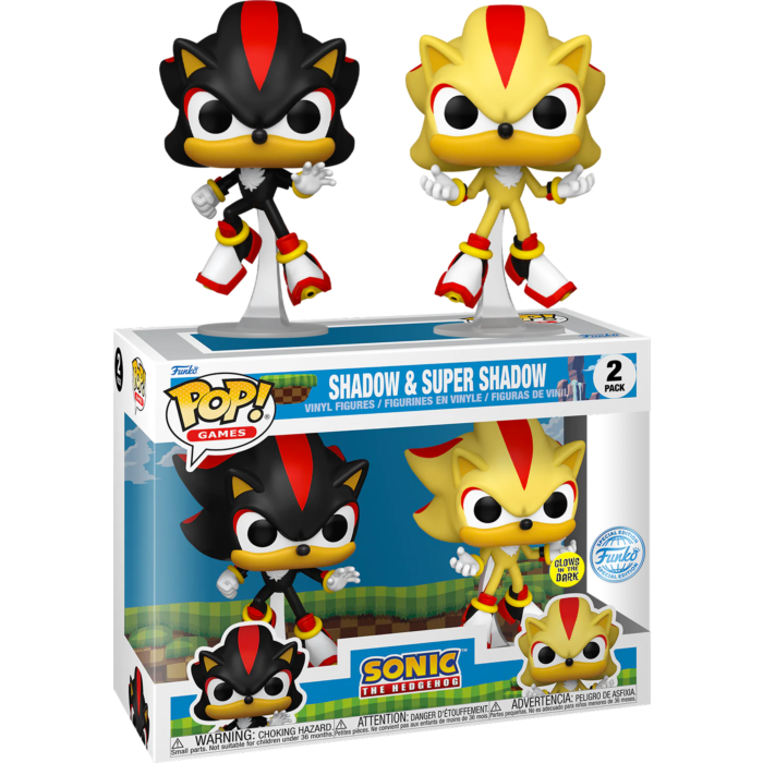 Funko Pop! Sonic the Hedgehog - Shadow & Super Shadow Glow in the Dark - 2-Pack