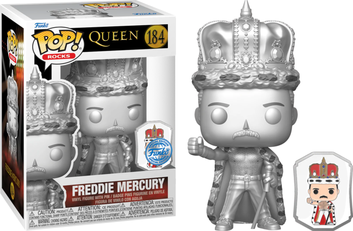 Funko Pop! Queen - Freddie Mercury Platinum Metallic with Enamel Pin #184