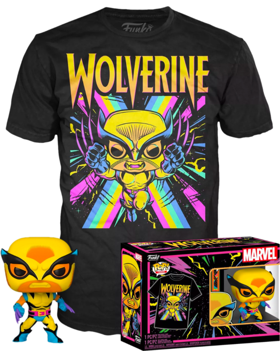 Funko Pop! Marvel: Blacklight - Wolverine Blacklight & T-Shirt Box Set - Real Pop Mania