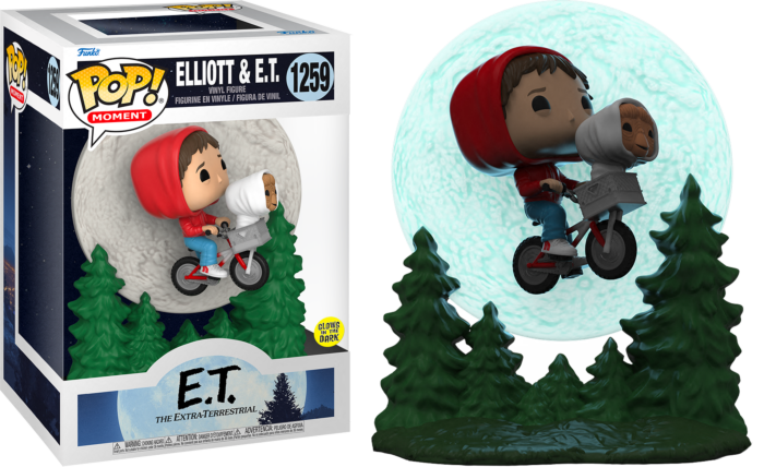 Funko Pop! E.T. The Extra-Terrestrial - Elliott & E.T. Flying Over Moon Glow in the Dark Movie Moments - 2-Pack - Real Pop Mania