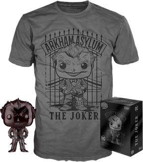 Funko - Batman: Arkham Asylum - The Joker Black Chrome - Vinyl Figure & T-Shirt Box Set - The Amazing Collectables