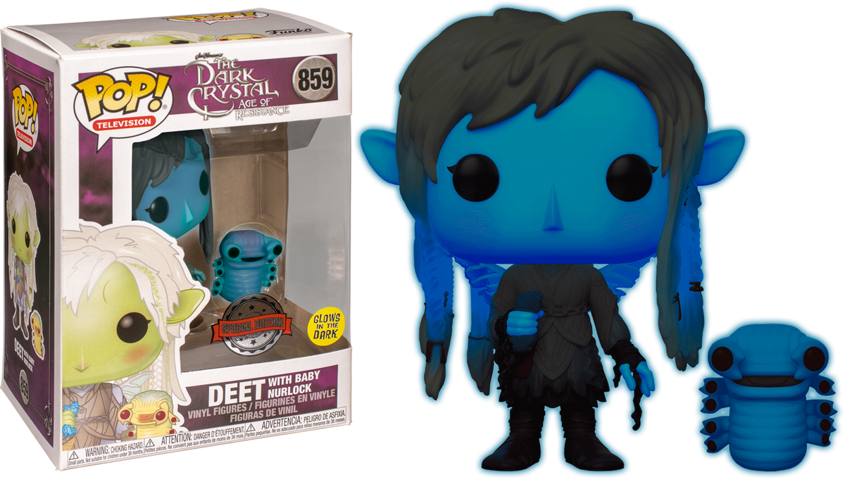 Funko Pop! The Dark Crystal: Age Of Resistance - Deet with Baby Nurlock Blue GITD #859 - The Amazing Collectables