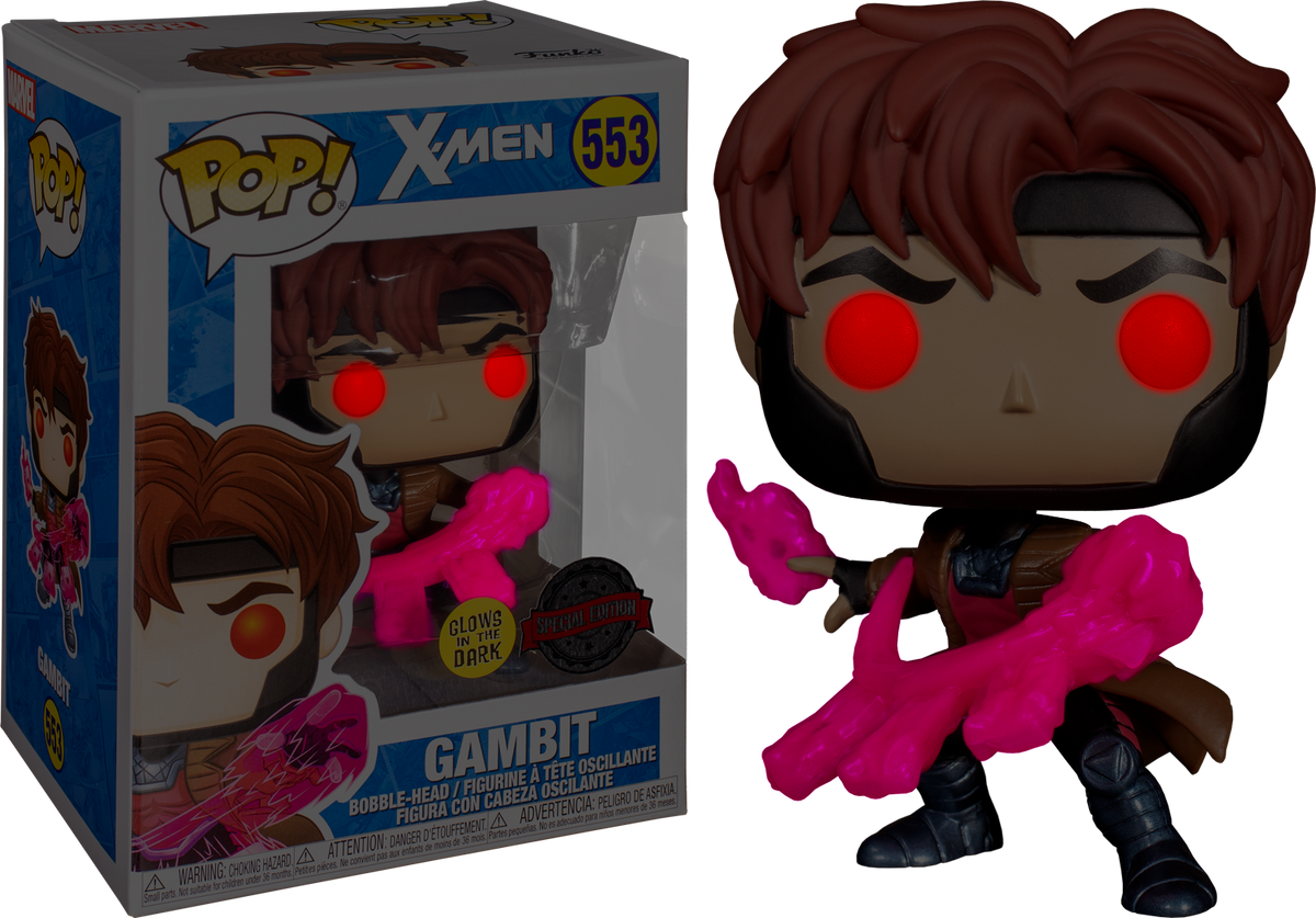 Funko Pop! X-Men - Gambit with Cards Translucent Glow in the Dark #553 - The Amazing Collectables