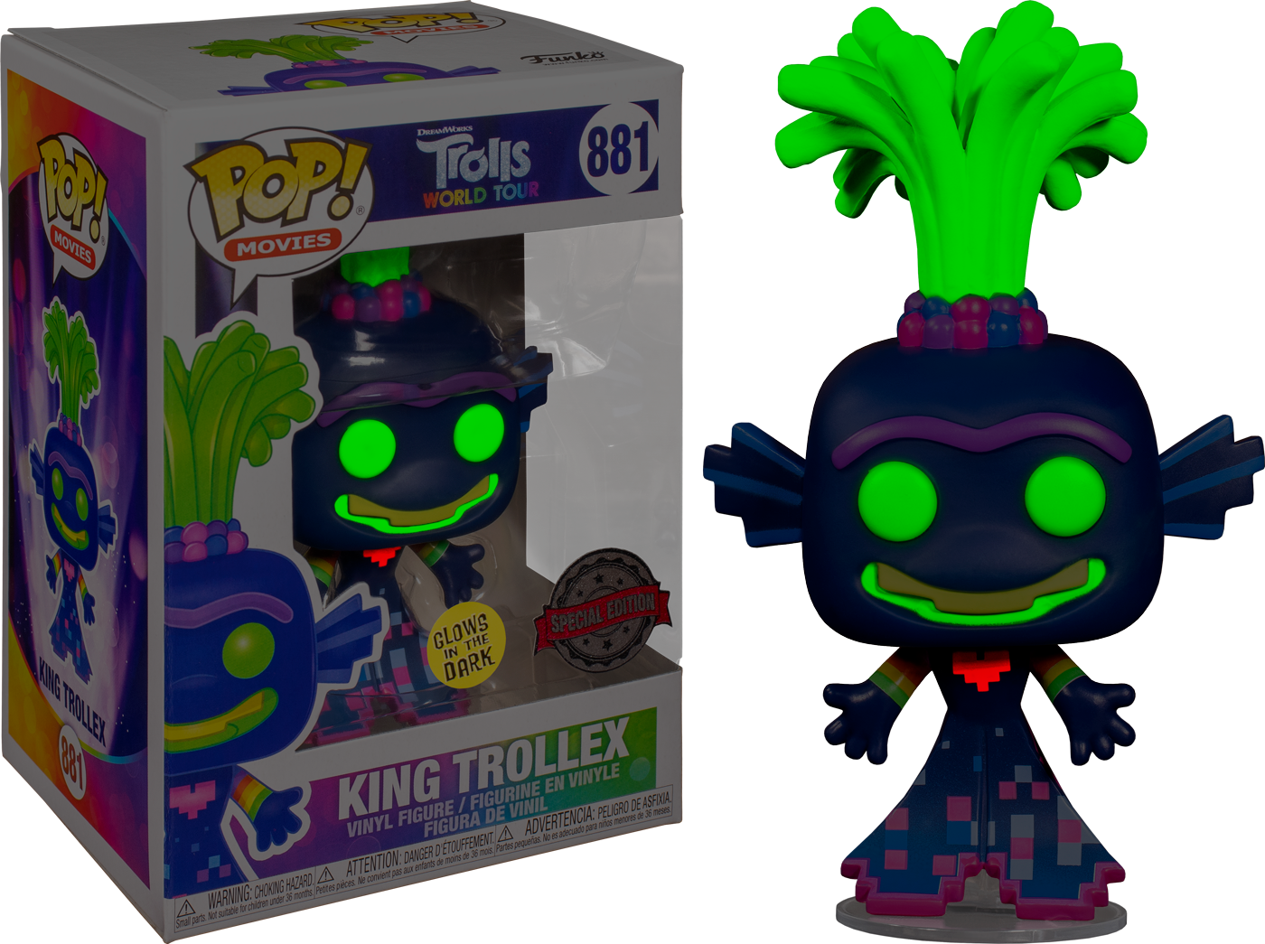 Funko Pop! Trolls World Tour - King Trollex Glow in the Dark #881