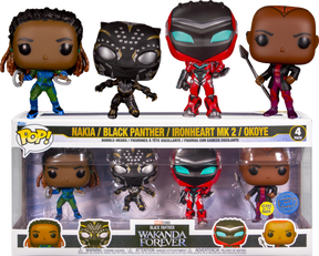 Funko Pop! Black Panther 2: Wakanda Forever - Nakia, Black Panther, Ironheart MK2 & Okoye - 4-Pack