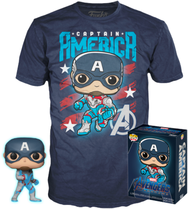 Funko - Avengers 4: Endgame - Captain America Glow in the Dark - Vinyl Figure & T-Shirt Box Set - The Amazing Collectables